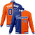 Custom Thunder-Blue Orange White Bomber Full-Snap Varsity Letterman Split Fashion Jacket