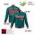 Custom Aqua- Red-White Bomber Full-Snap Varsity Letterman Jacket