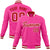 Custom Pink- Red-White Bomber Full-Snap Varsity Letterman Jacket