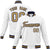 Custom White- Old Gold- Navy Bomber Full-Snap Varsity Letterman Jacket