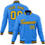 Custom Powder Blue- Yellow-Navy Bomber Full-Snap Varsity Letterman Jacket