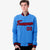 Custom Powder Blue-Red-Navy Bomber Full-Snap Varsity Letterman Jacket