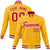 Custom Yellow- Red-White Bomber Full-Snap Varsity Letterman Jacket