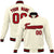 Custom Cream-Red-Black Bomber Full-Snap Varsity Letterman Jacket