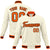 Custom Cream- Orange-Black Bomber Full-Snap Varsity Letterman Jacket