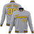 Custom Gray- Yellow-Navy Bomber Full-Snap Varsity Letterman Jacket