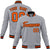 Custom Gray- Orange-Black Bomber Full-Snap Varsity Letterman Jacket