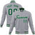 Custom Gray- Neon Green- White Bomber Full-Snap Varsity Letterman Jacket