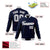 Custom Navy- Gray-White Bomber Full-Snap Varsity Letterman Jacket