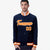 Custom Navy- Orange- White Bomber Full-Snap Varsity Letterman Jacket