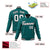 Custom Aqua-White-Black Bomber Full-Snap Varsity Letterman Jacket