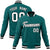 Custom Aqua-White-Black Bomber Full-Snap Varsity Letterman Jacket