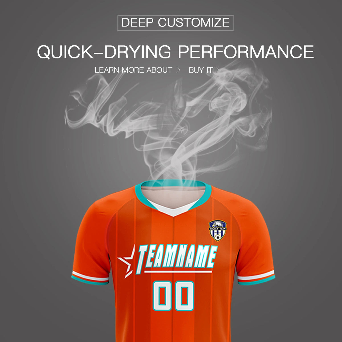 Custom Orange Aqua-Black Design Uniform Soccer Sets Jersey