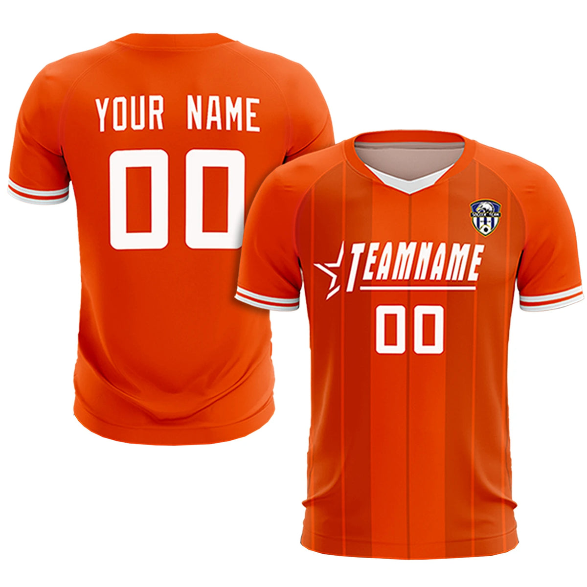 Custom Orange White-Black Design Uniform Soccer Sets Jersey