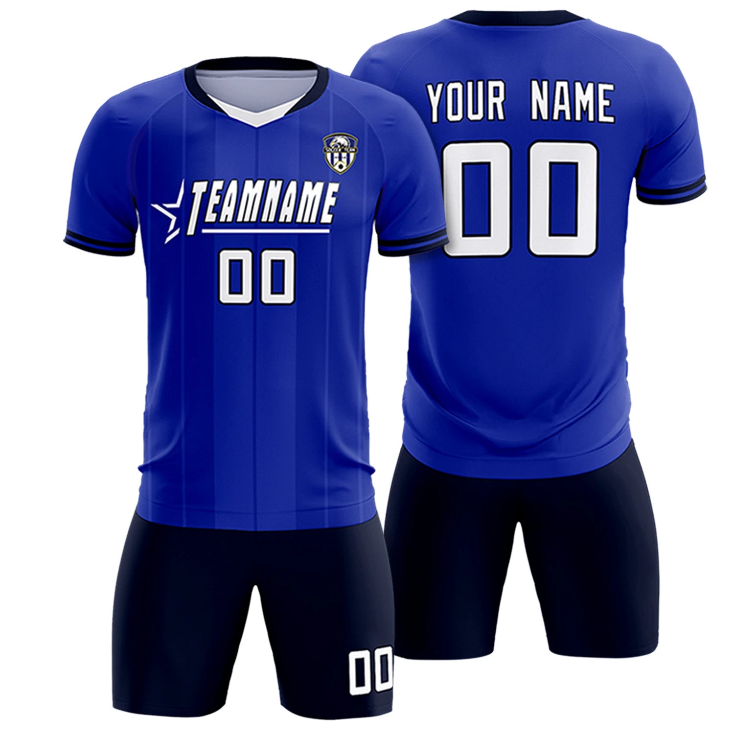 Custom Royal Blue-Navy Navy Design Uniform Soccer Sets Jersey