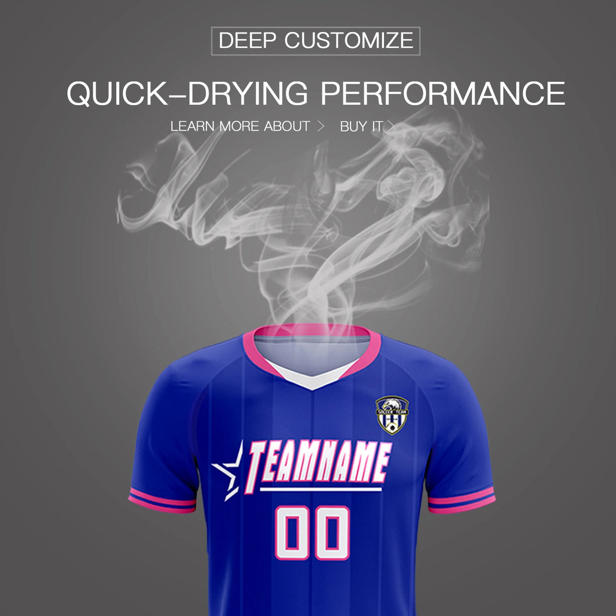 Custom Royal Blue-Pink Navy Design Uniform Soccer Sets Jersey