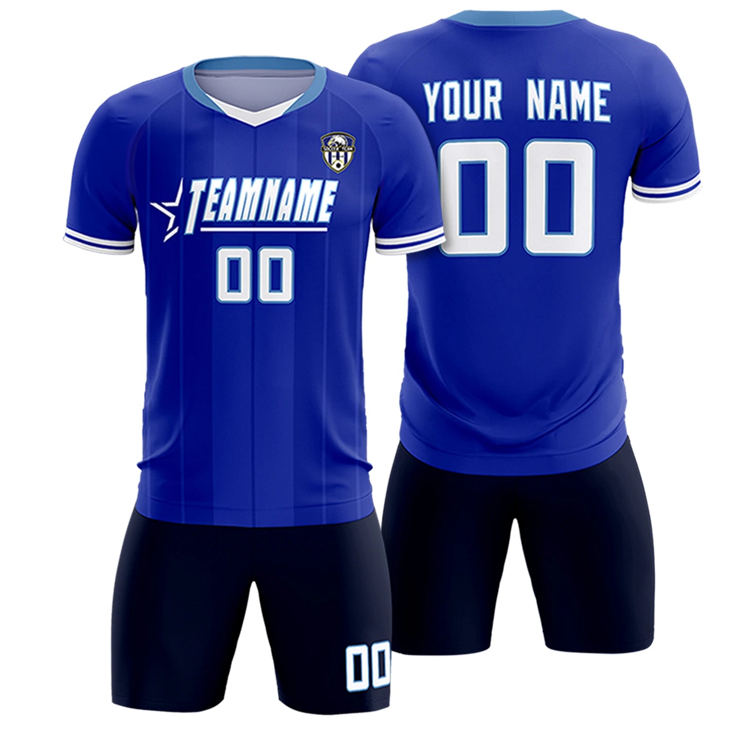 Custom Royal Blue-Light Blue Navy Design Uniform Soccer Sets Jersey