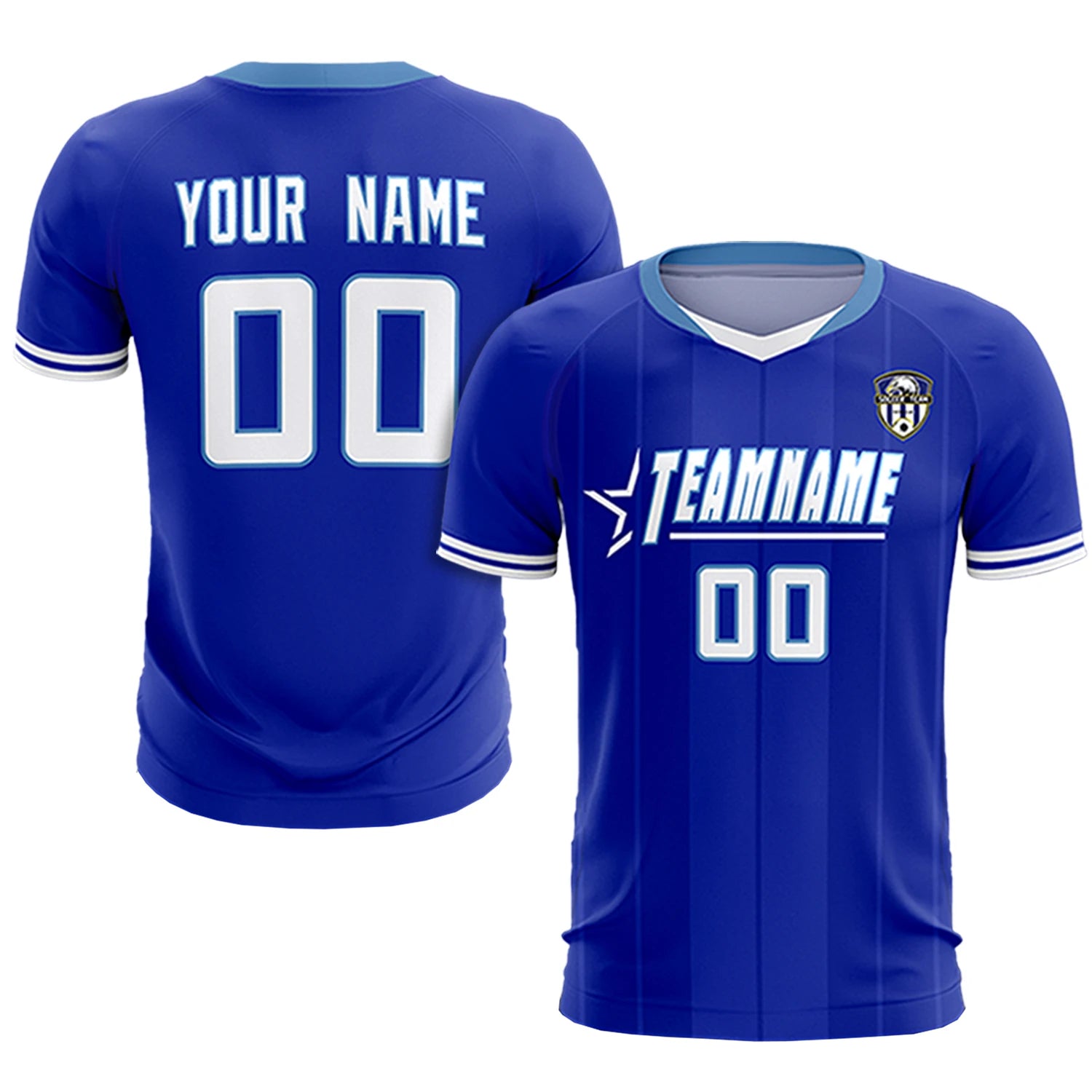 Custom Royal Blue-Light Blue Navy Design Uniform Soccer Sets Jersey