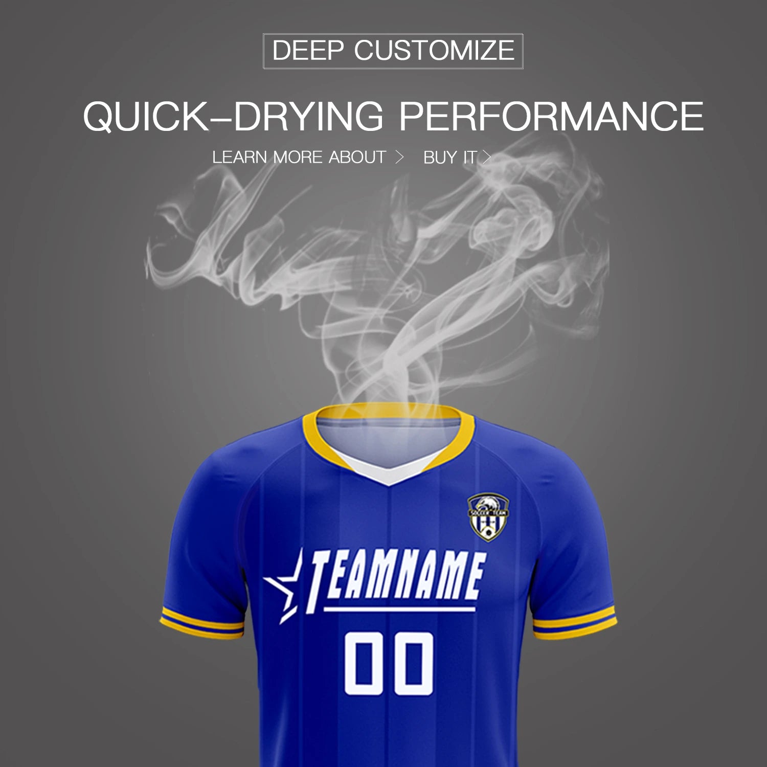 Custom Royal Blue-Old Gold Navy Design Uniform Soccer Sets Jersey