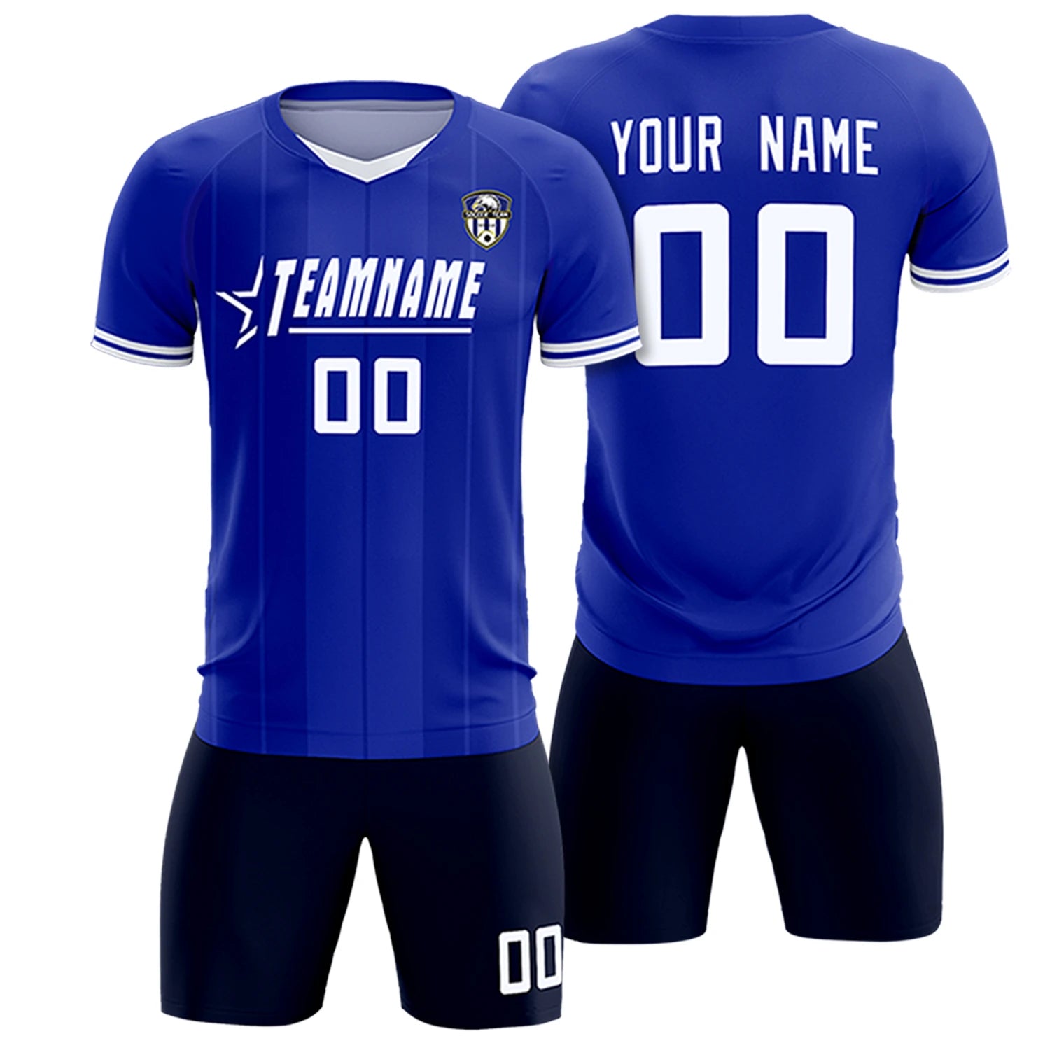 Custom Royal Blue-White Navy Design Uniform Soccer Sets Jersey