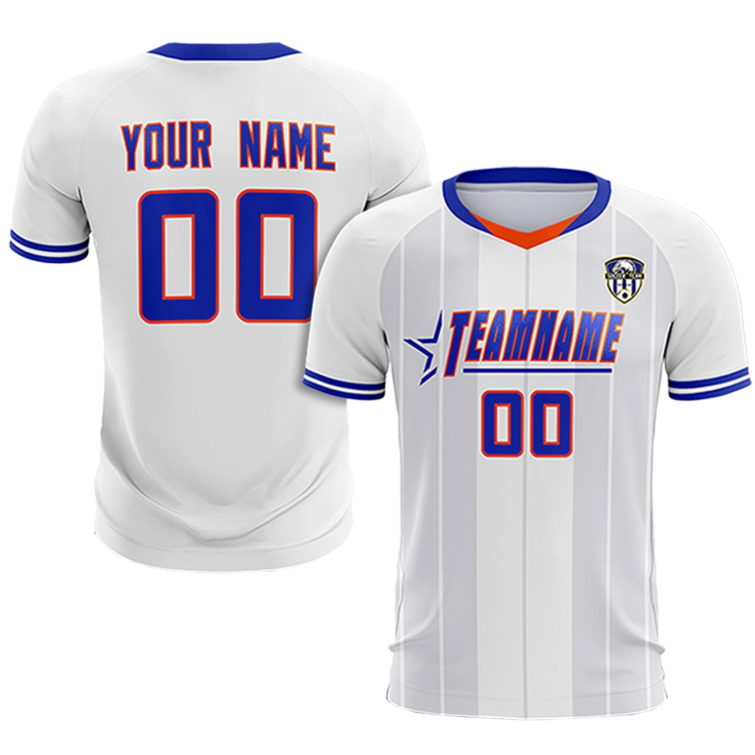Custom White Orange-Navy Design Uniform Soccer Sets Jersey