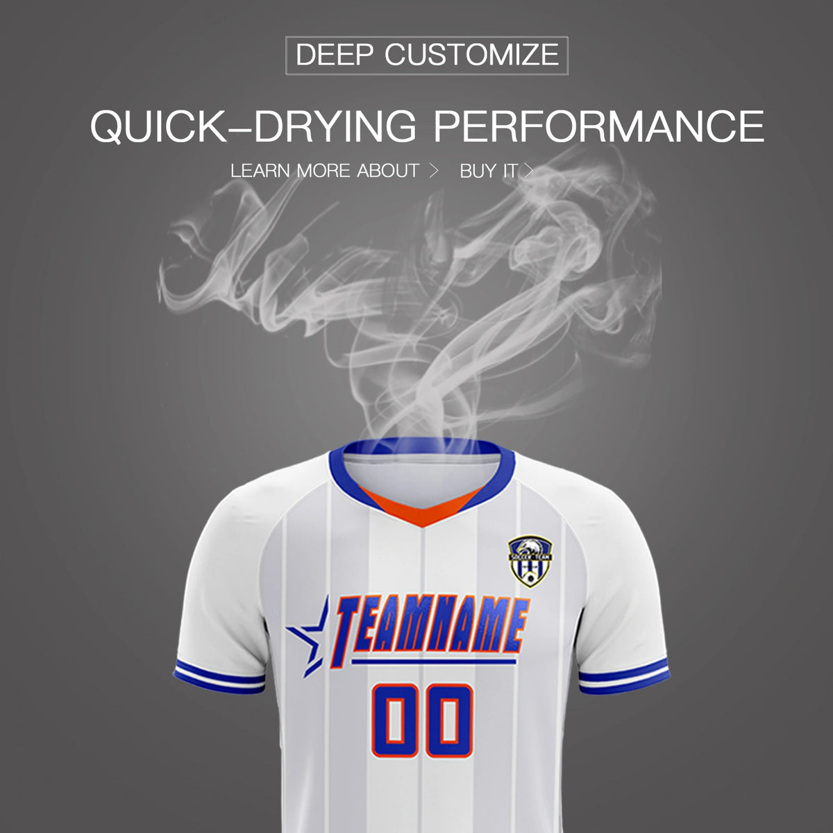 Custom White Orange-Navy Design Uniform Soccer Sets Jersey