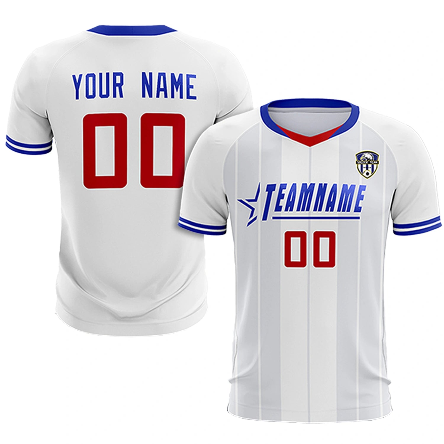 Custom White Red-Navy Design Uniform Soccer Sets Jersey