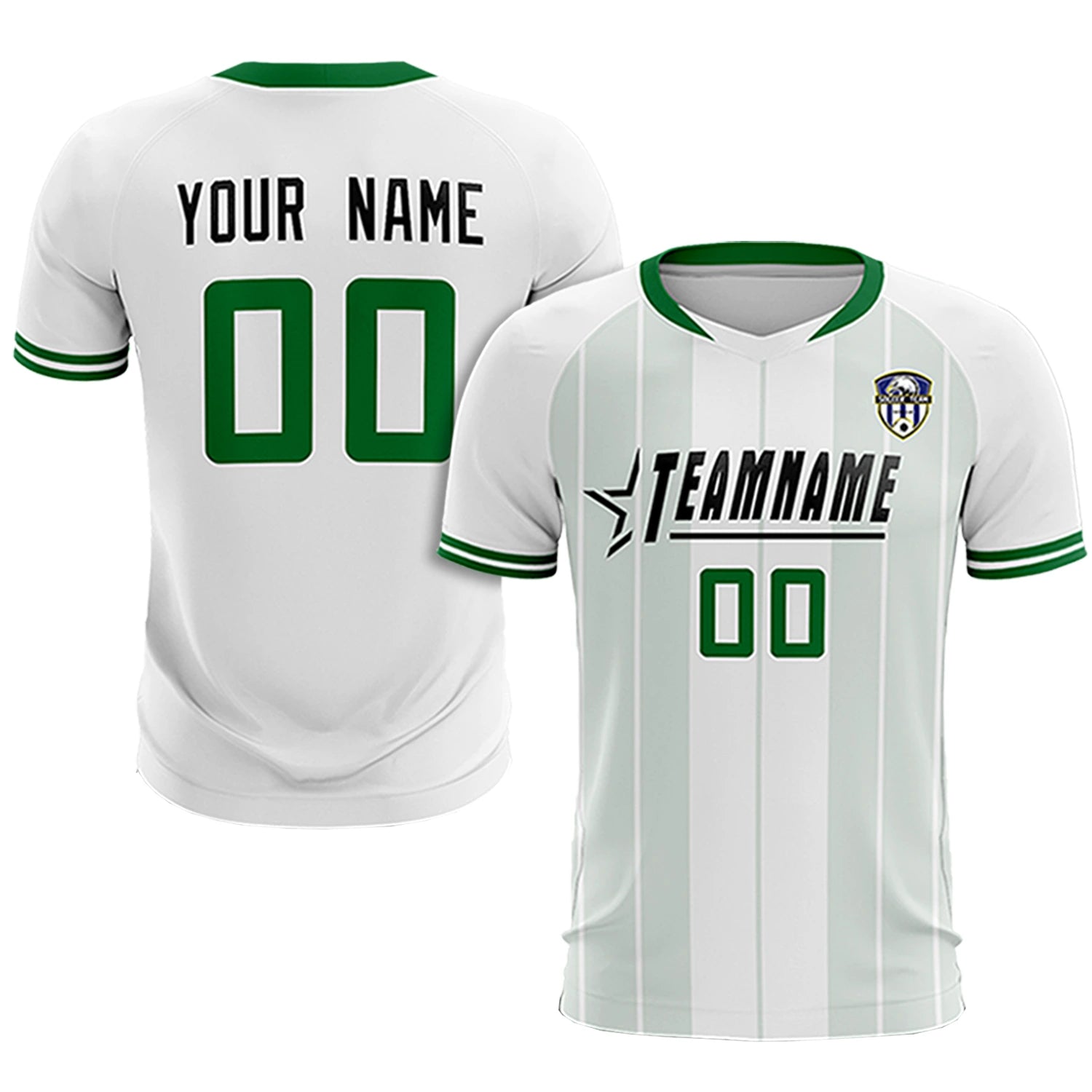 Custom White Kelly Green-Black Design Uniform Soccer Sets Jersey
