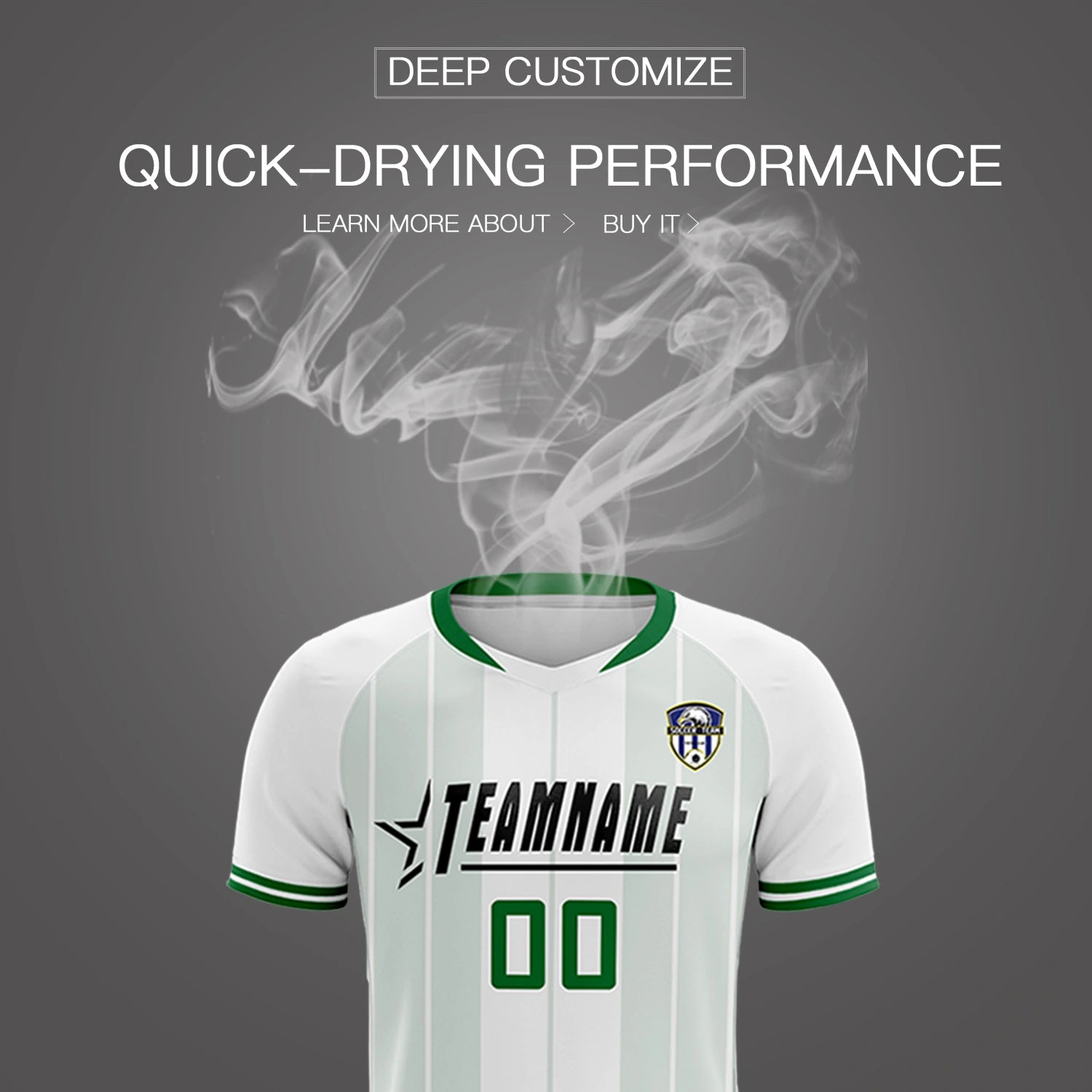 Custom White Kelly Green-Black Design Uniform Soccer Sets Jersey