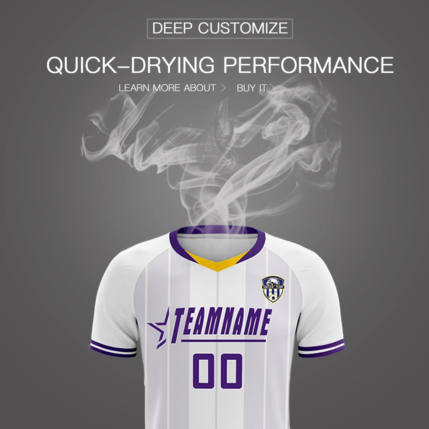 Custom White Old Gold-Purple Design Uniform Soccer Sets Jersey