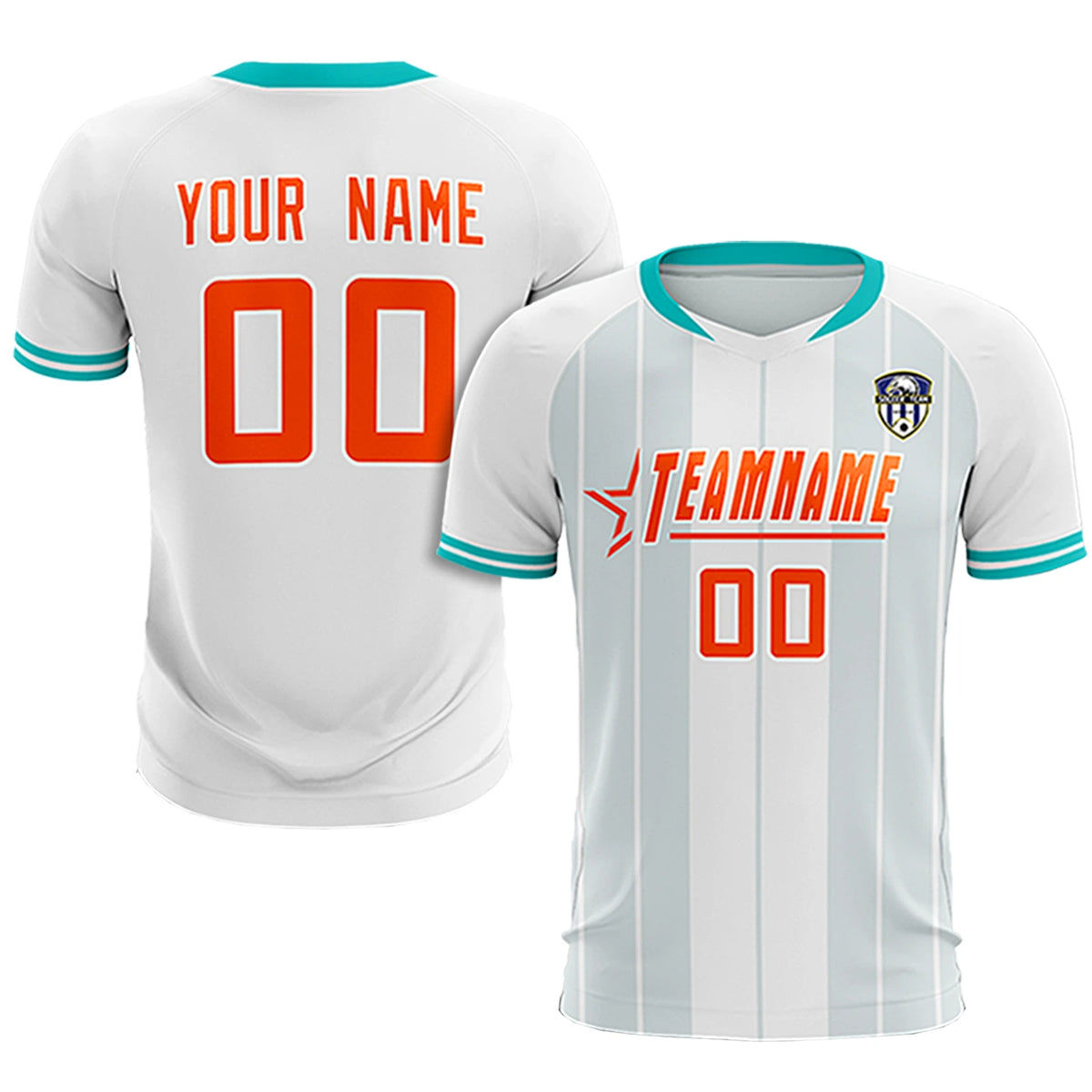 Custom White Aqua-Black Design Uniform Soccer Sets Jersey