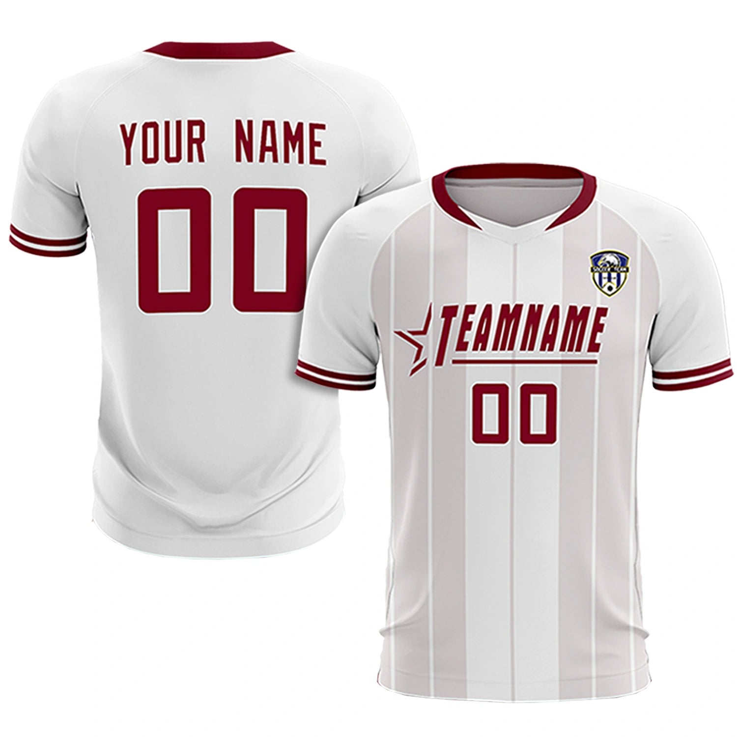 Custom White Crimson-Crimson Design Uniform Soccer Sets Jersey