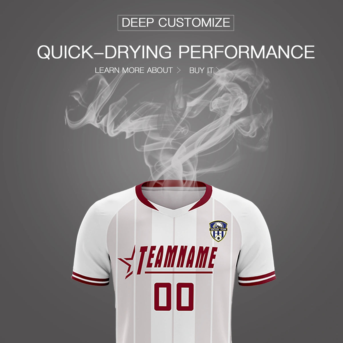 Custom White Crimson-Crimson Design Uniform Soccer Sets Jersey