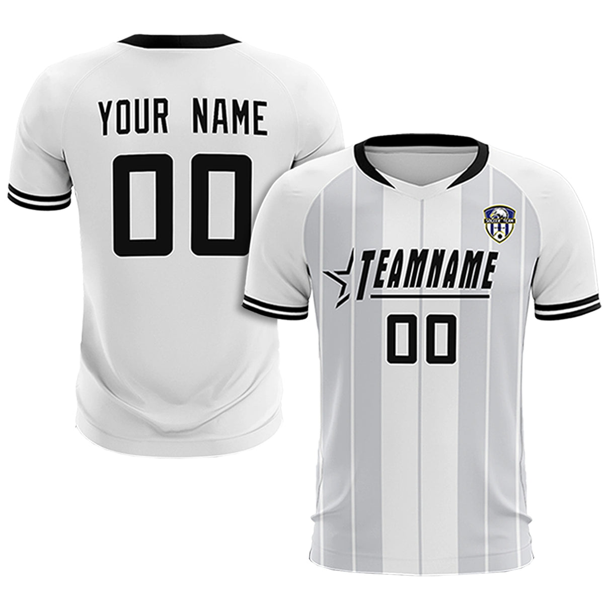 Custom White Black-Black Design Uniform Soccer Sets Jersey