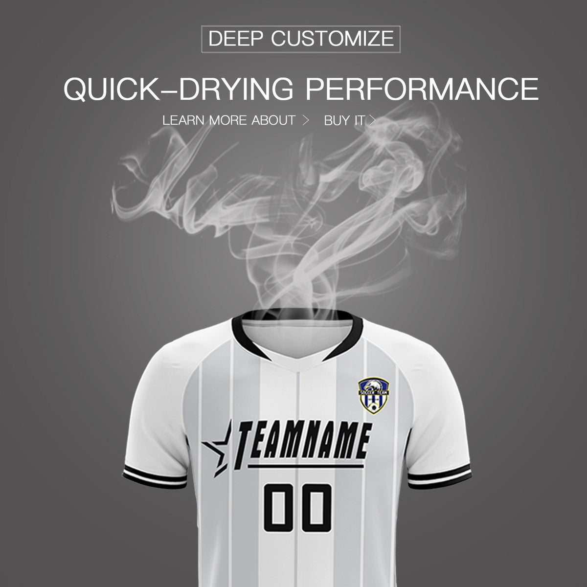 Custom White Black-Black Design Uniform Soccer Sets Jersey