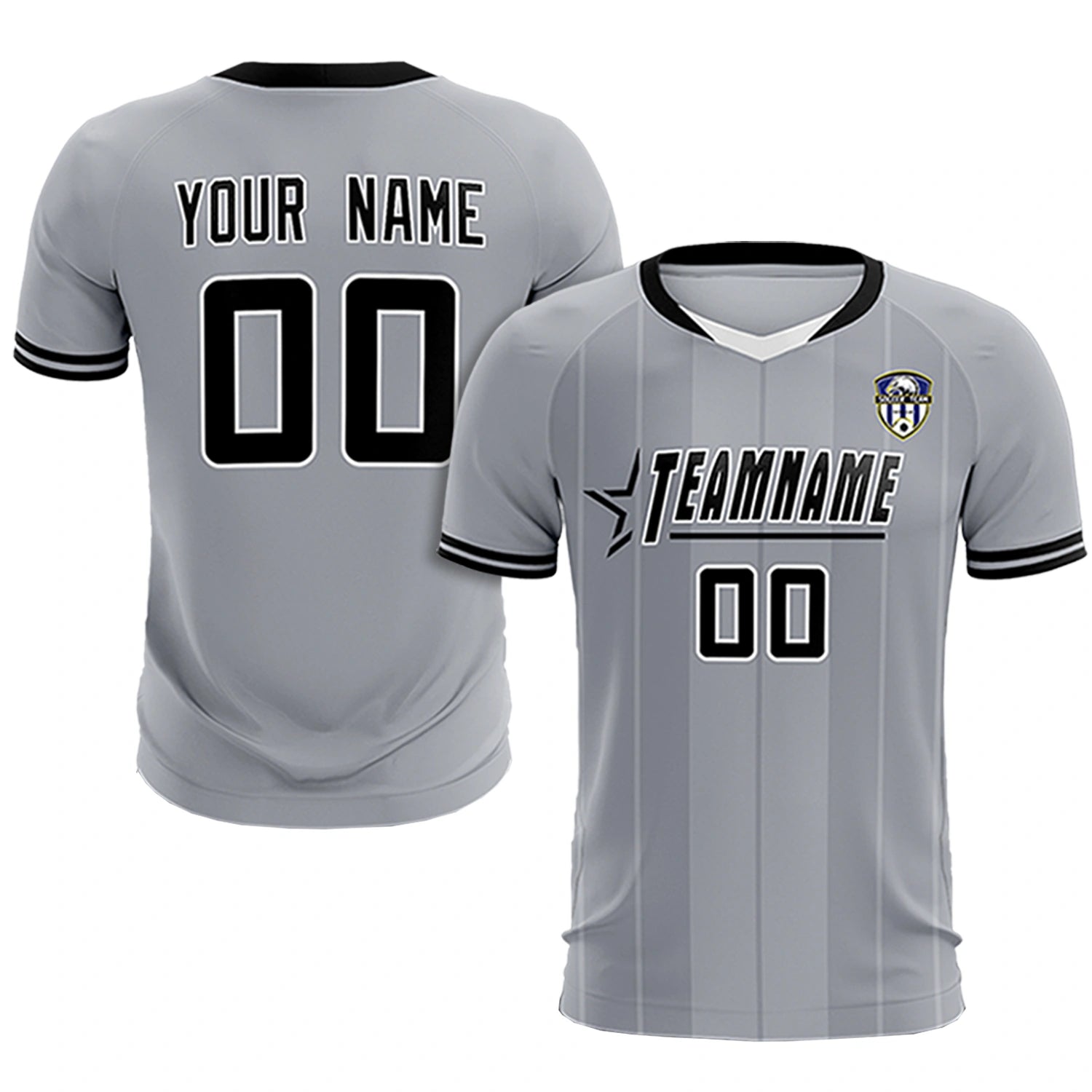 Custom Gray White-Black Design Uniform Soccer Sets Jersey