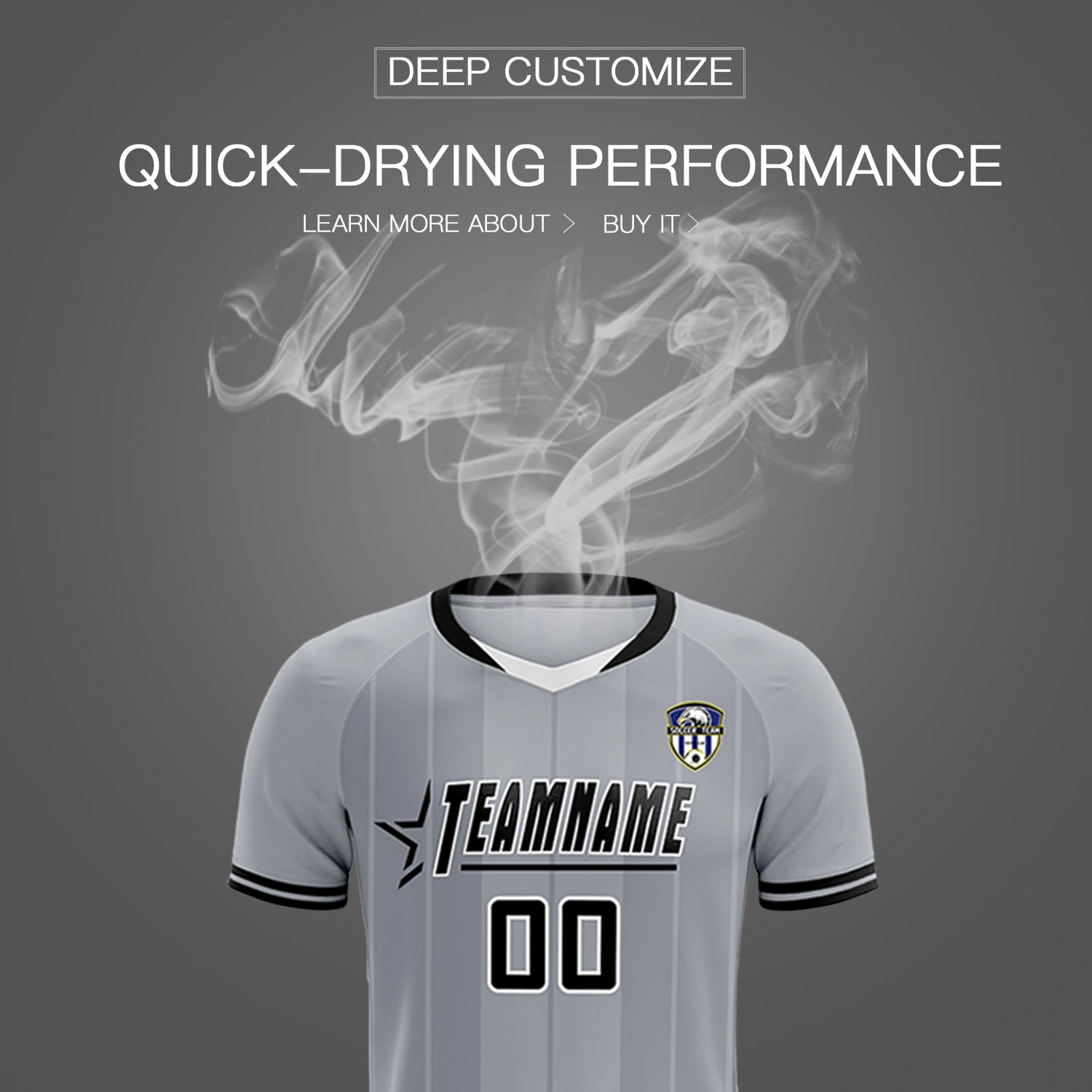 Custom Gray White-Black Design Uniform Soccer Sets Jersey