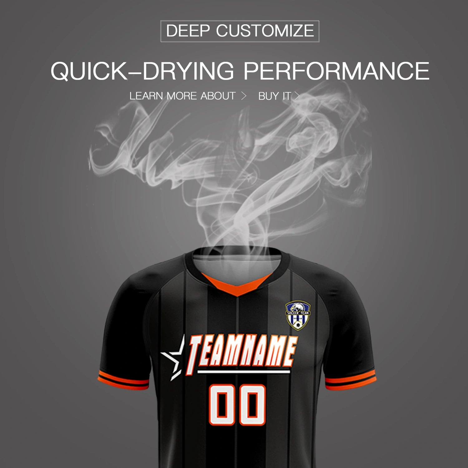 Custom Black Orange-Black Design Uniform Soccer Sets Jersey