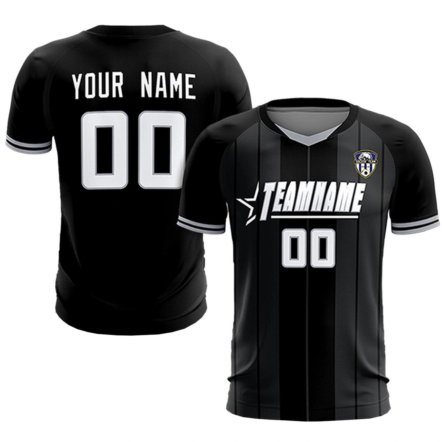 Custom Black Gray-Black Design Uniform Soccer Sets Jersey