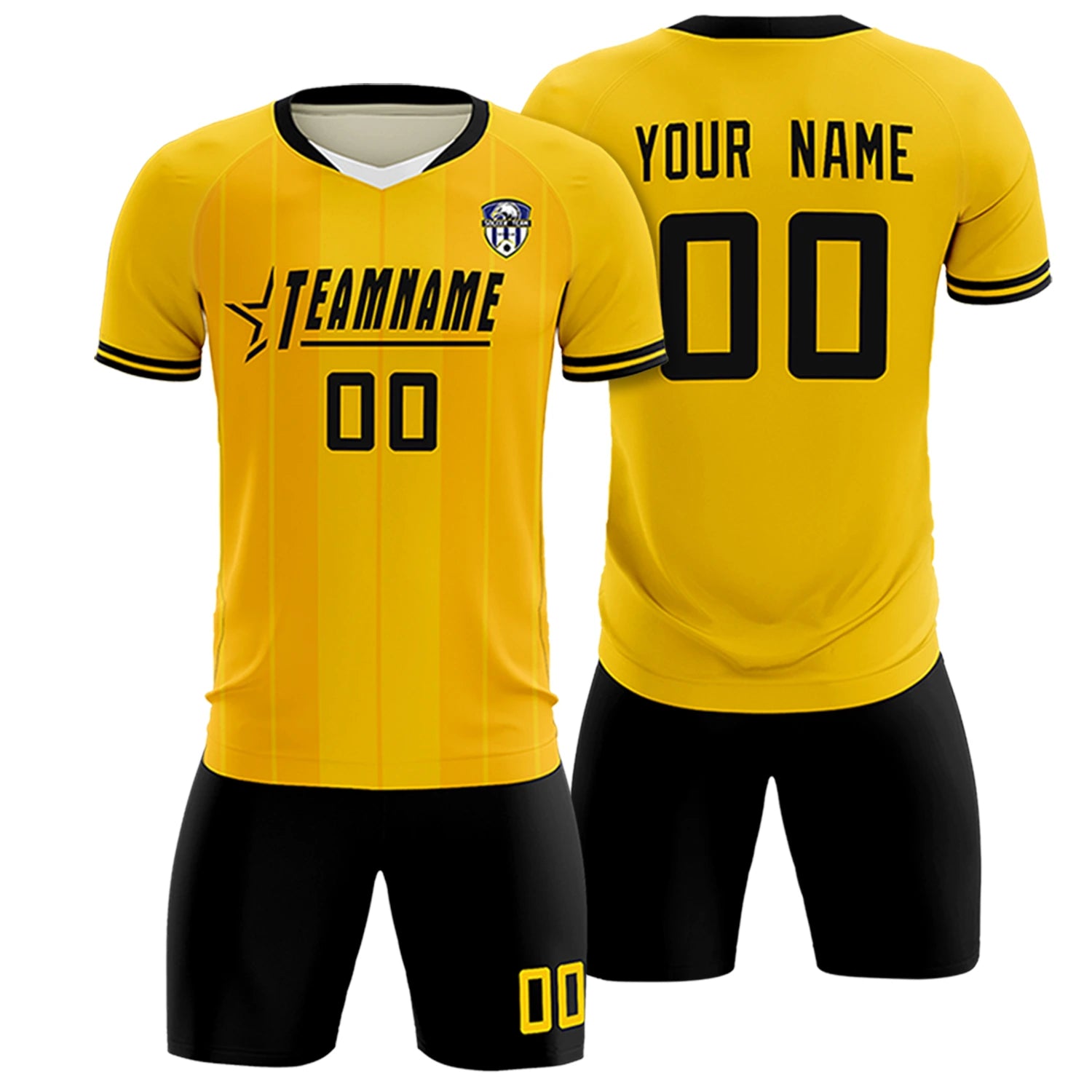 Custom Gold 01 White-Black Design Uniform Soccer Sets Jersey