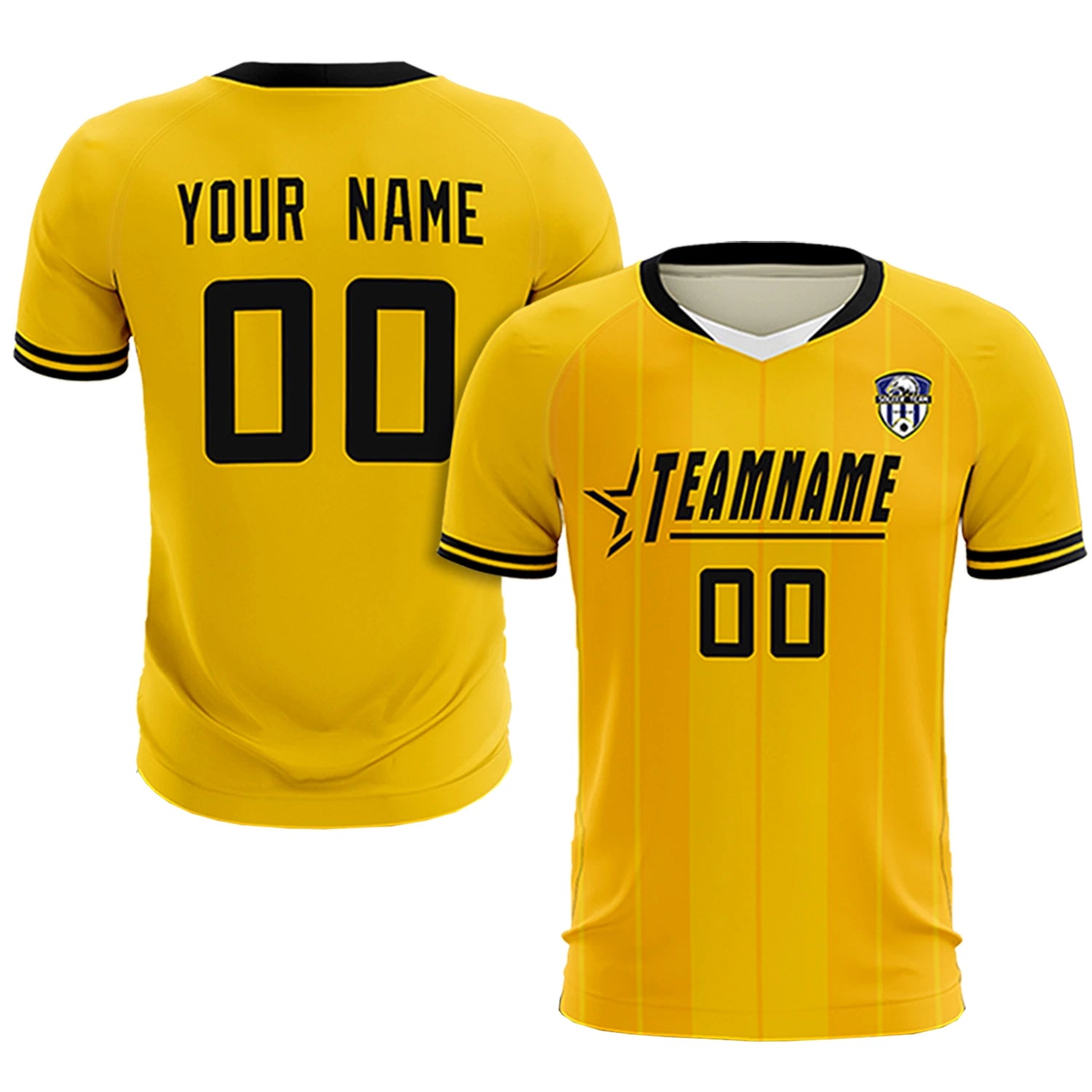 Custom Gold 01 White-Black Design Uniform Soccer Sets Jersey