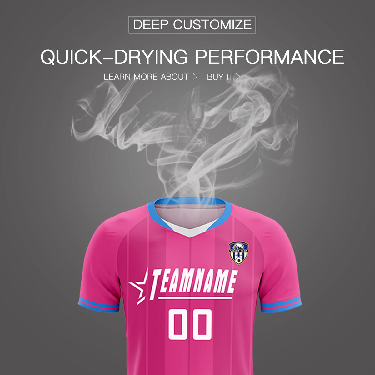 Custom Pink Powder Blue-Black Design Uniform Soccer Sets Jersey