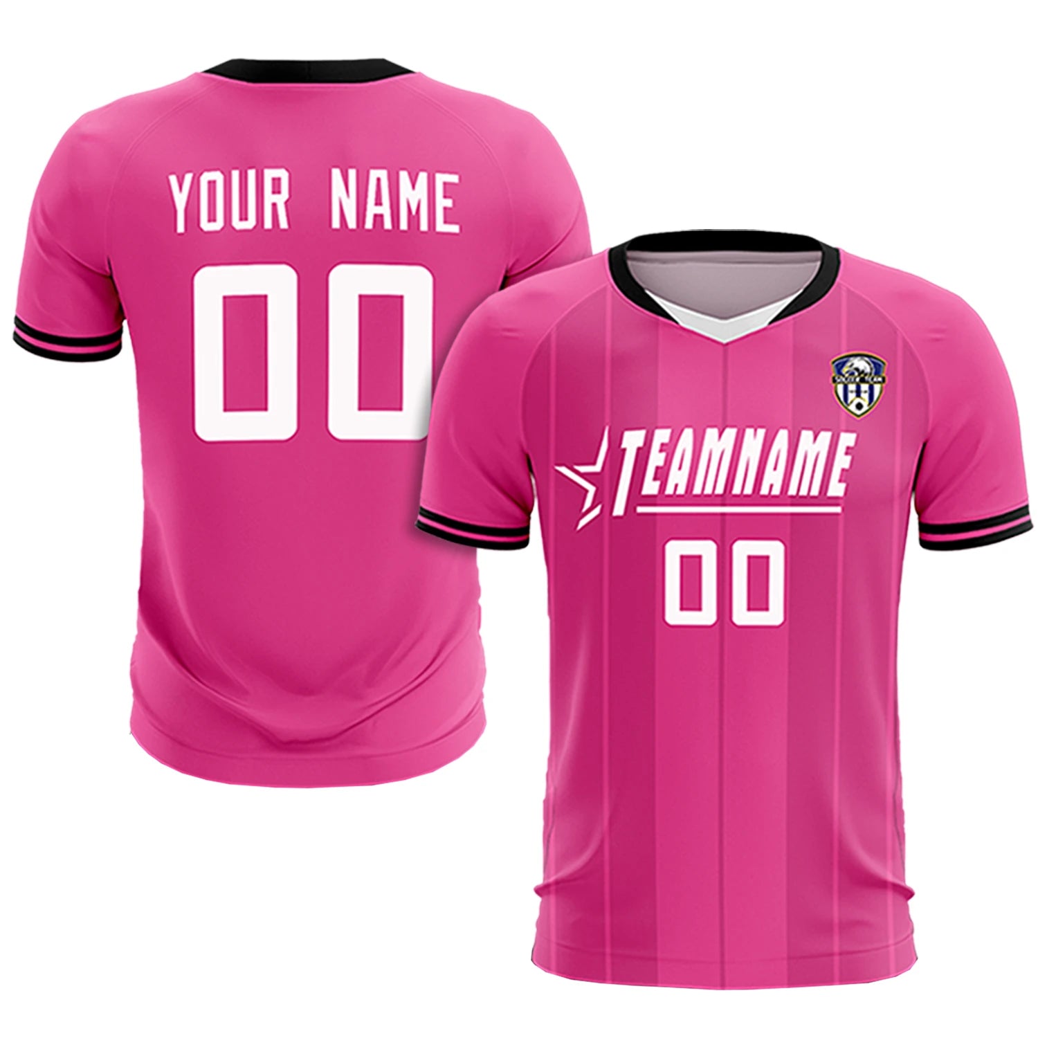 Custom Pink White-Black Design Uniform Soccer Sets Jersey