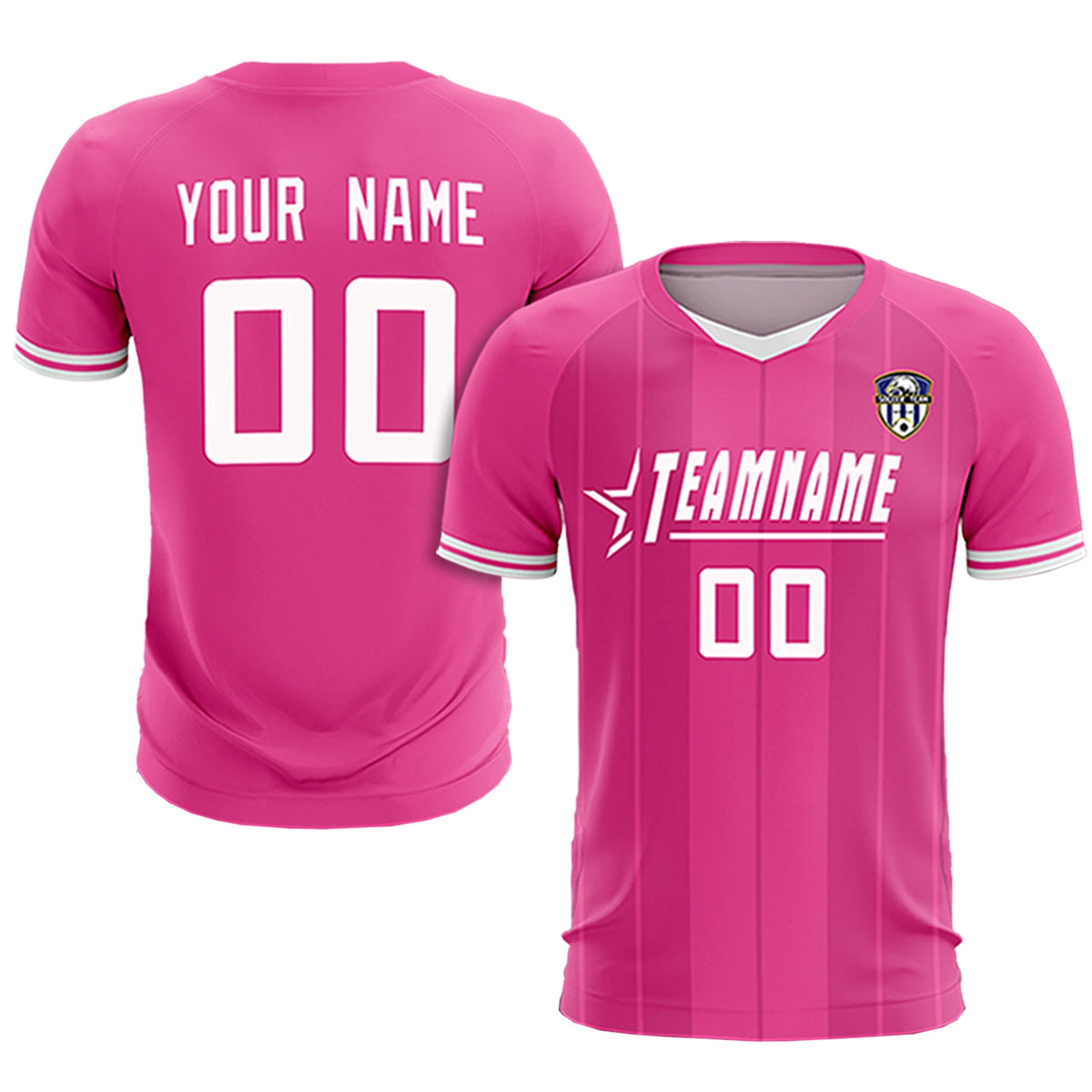 Custom Pink White-Black Design Uniform Soccer Sets Jersey