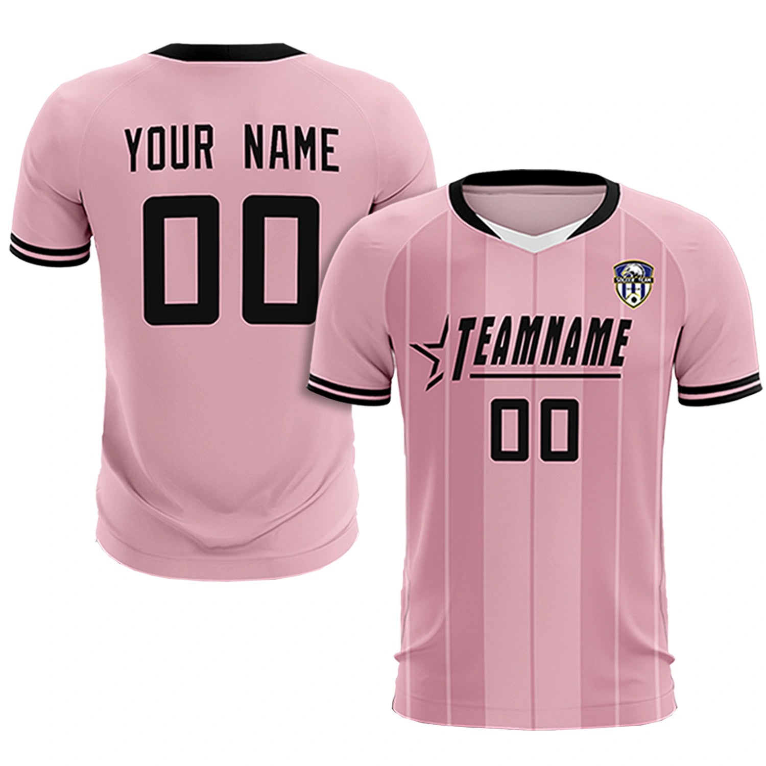Custom Light Pink White-Black Design Uniform Soccer Sets Jersey