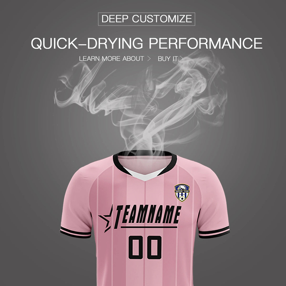 Custom Light Pink White-Black Design Uniform Soccer Sets Jersey