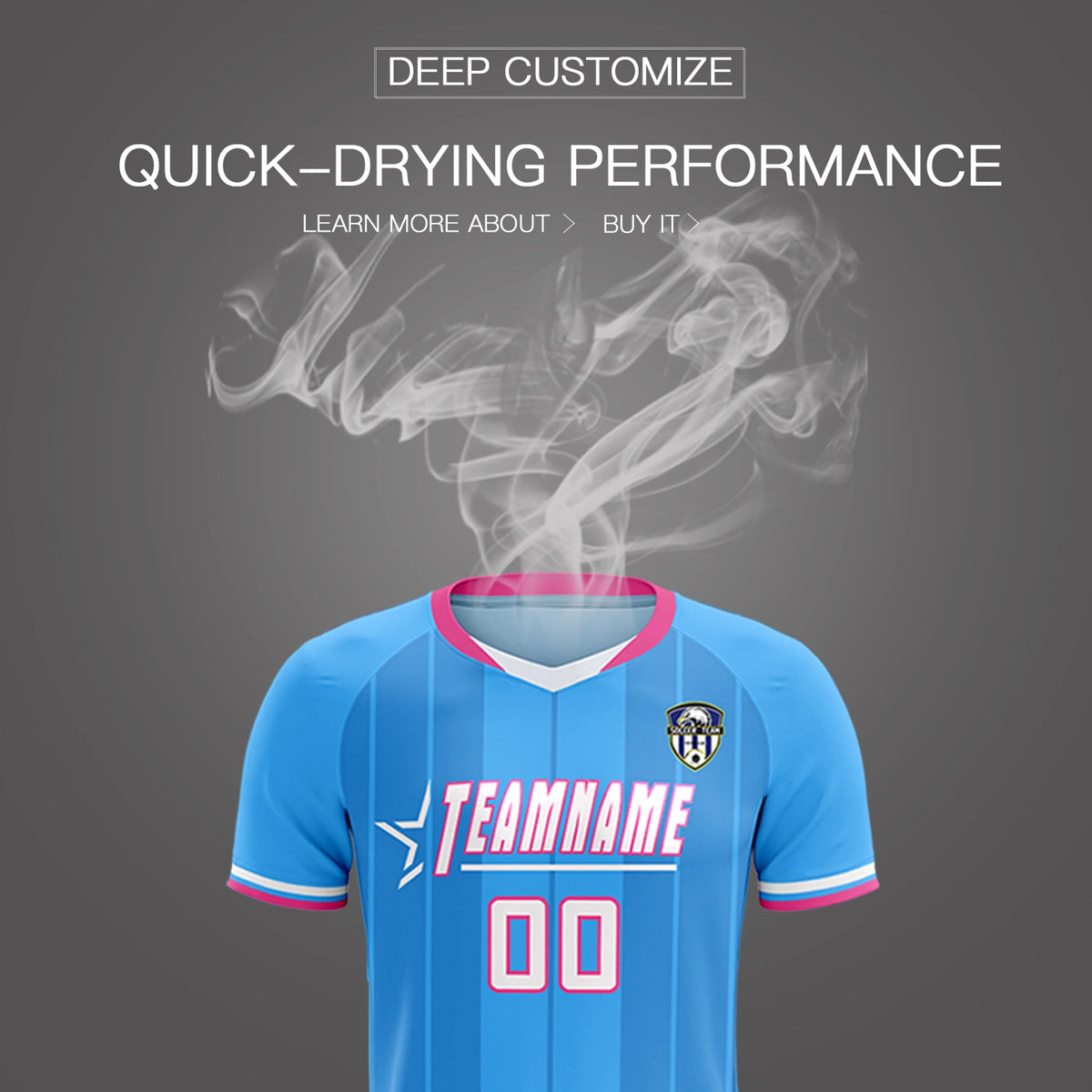 Custom Powder Blue Pink-Navy Design Uniform Soccer Sets Jersey