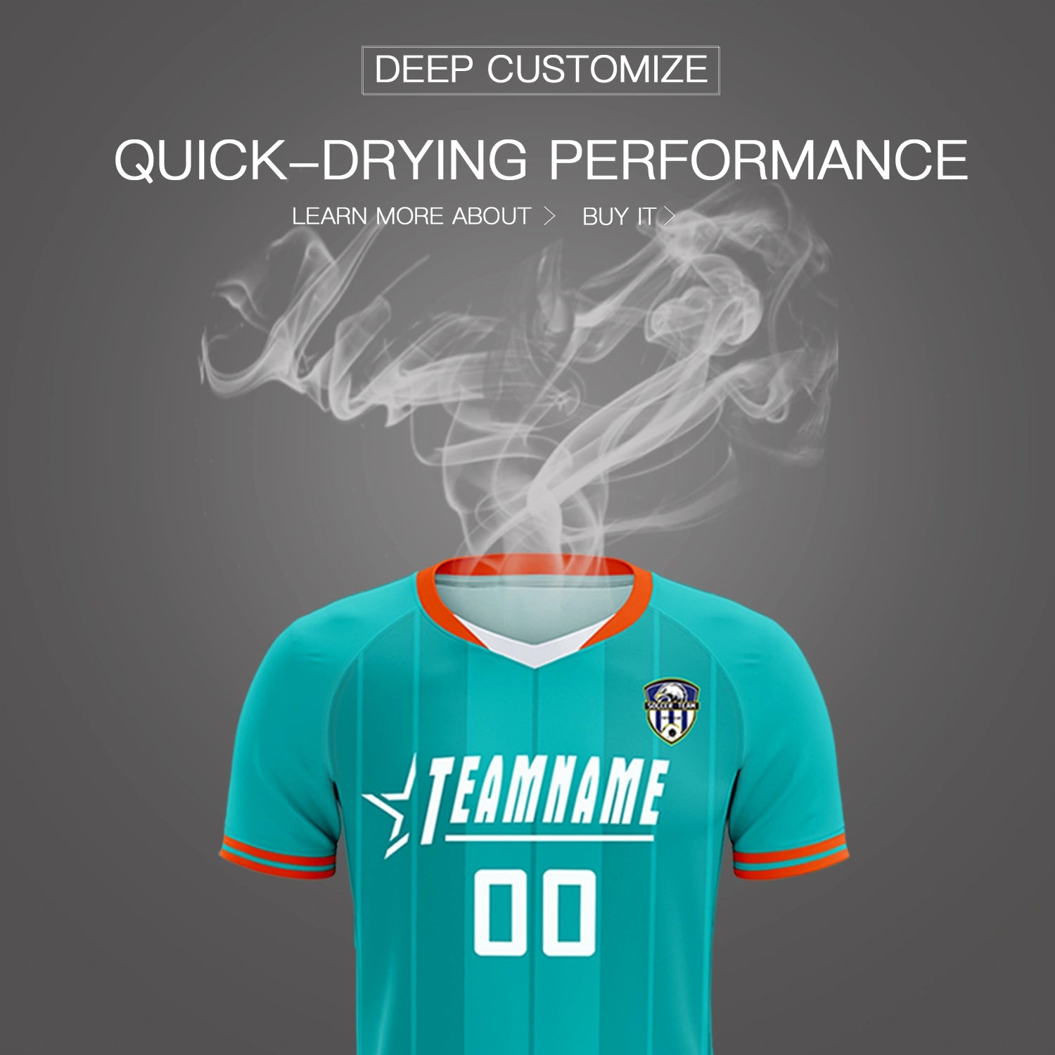 Custom Aqua Orange-Black Design Uniform Soccer Sets Jersey