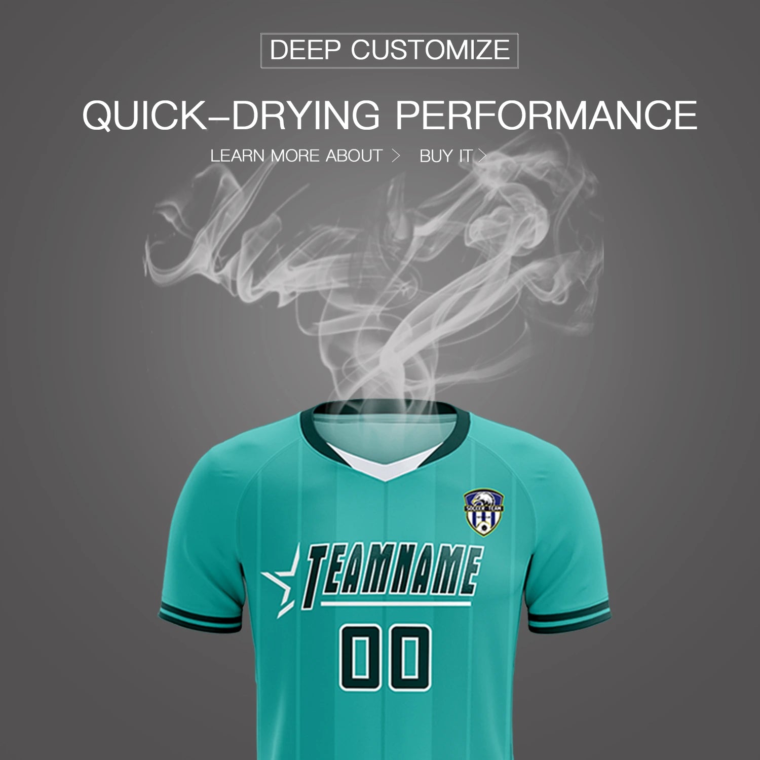 Custom Aqua White-Midnight Green Design Uniform Soccer Sets Jersey