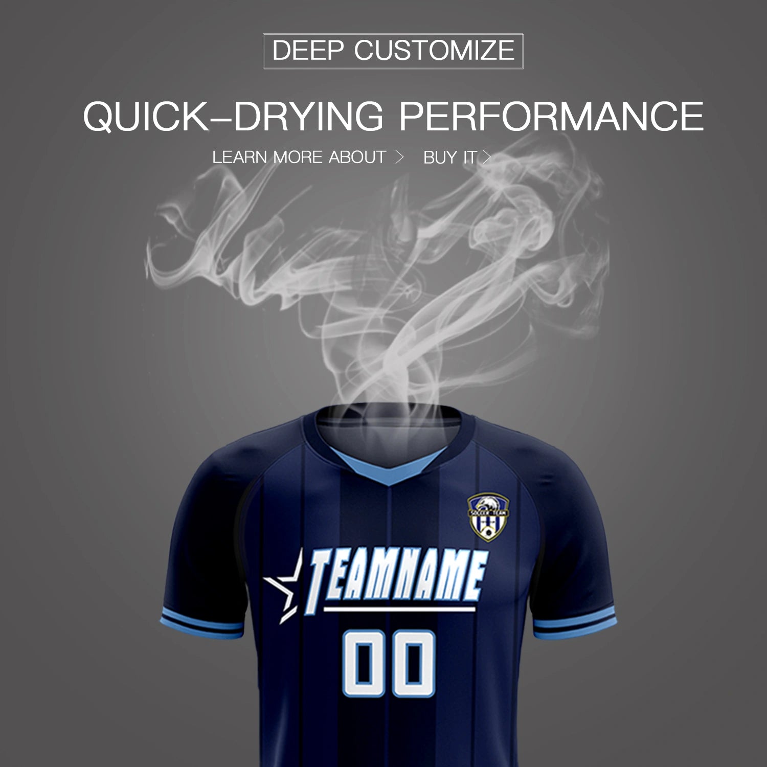 Custom Navy Light Blue-Navy Design Uniform Soccer Sets Jersey